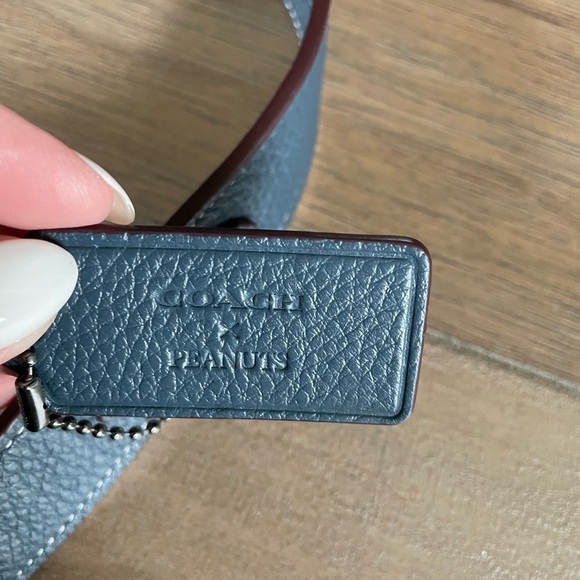 Coach X Peanuts Jaime Camera Bag with Snoopy Ski Motif, Blue Pebbled Leather - Picture 13 of 13